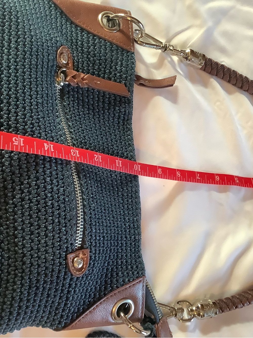 The Sak Navy Woven Shoulder Bag with Brown Trim - Picture 11 of 12